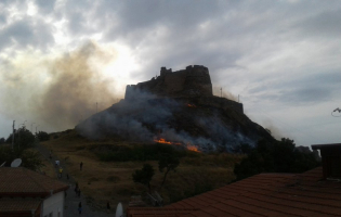 გორის ციხის ფერდობზე ხანძარია